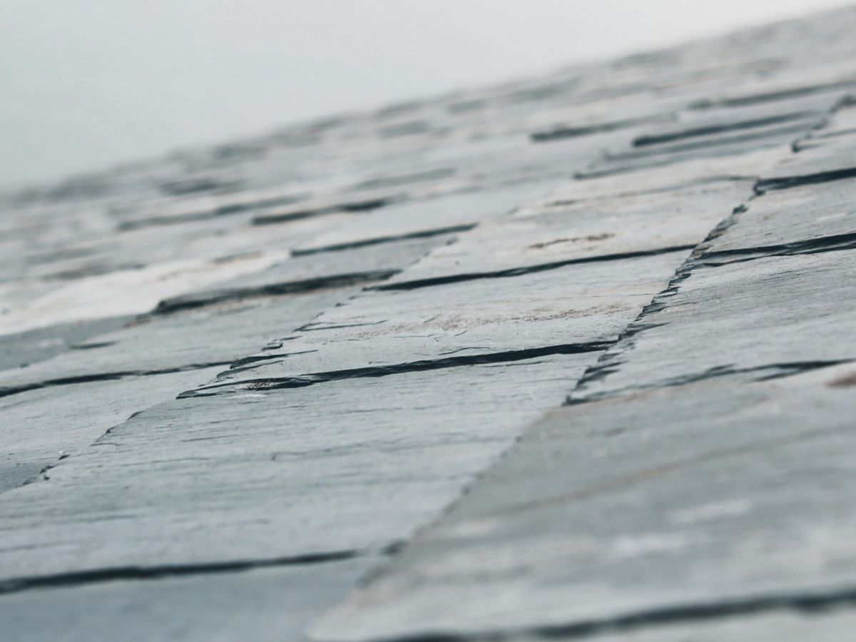 Wet slate roof after a storm