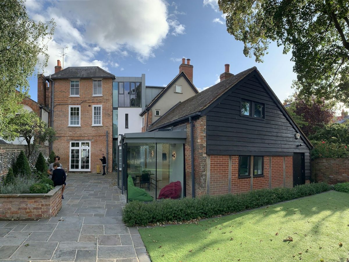 Flat roof garden room on an English home