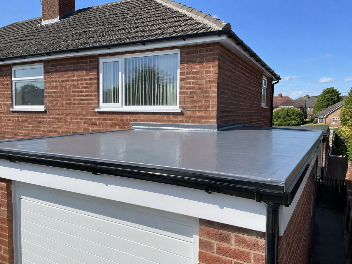 GRP fibreglass flat roof on a UK garage