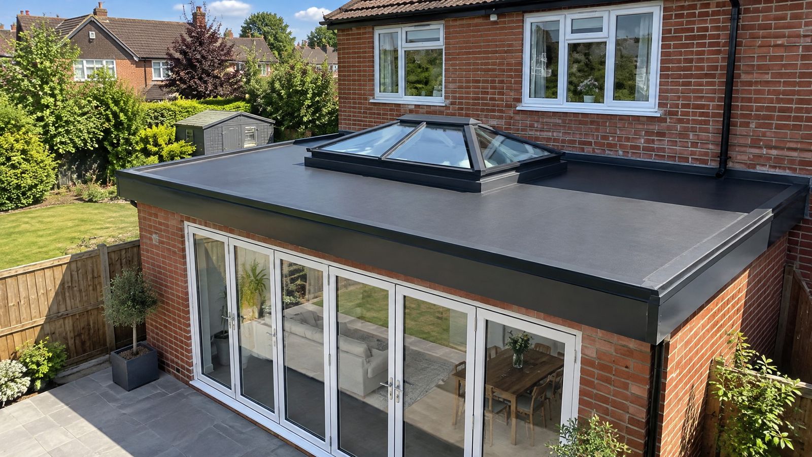 Modern flat roof extension on a UK house