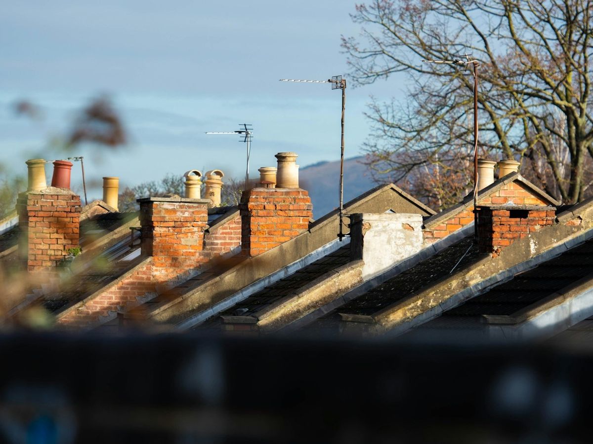 Chimneys and roofs on UK terraced houses