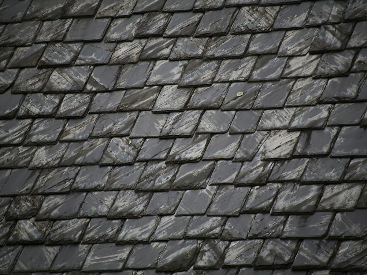 Close-up of slate tiles after repair